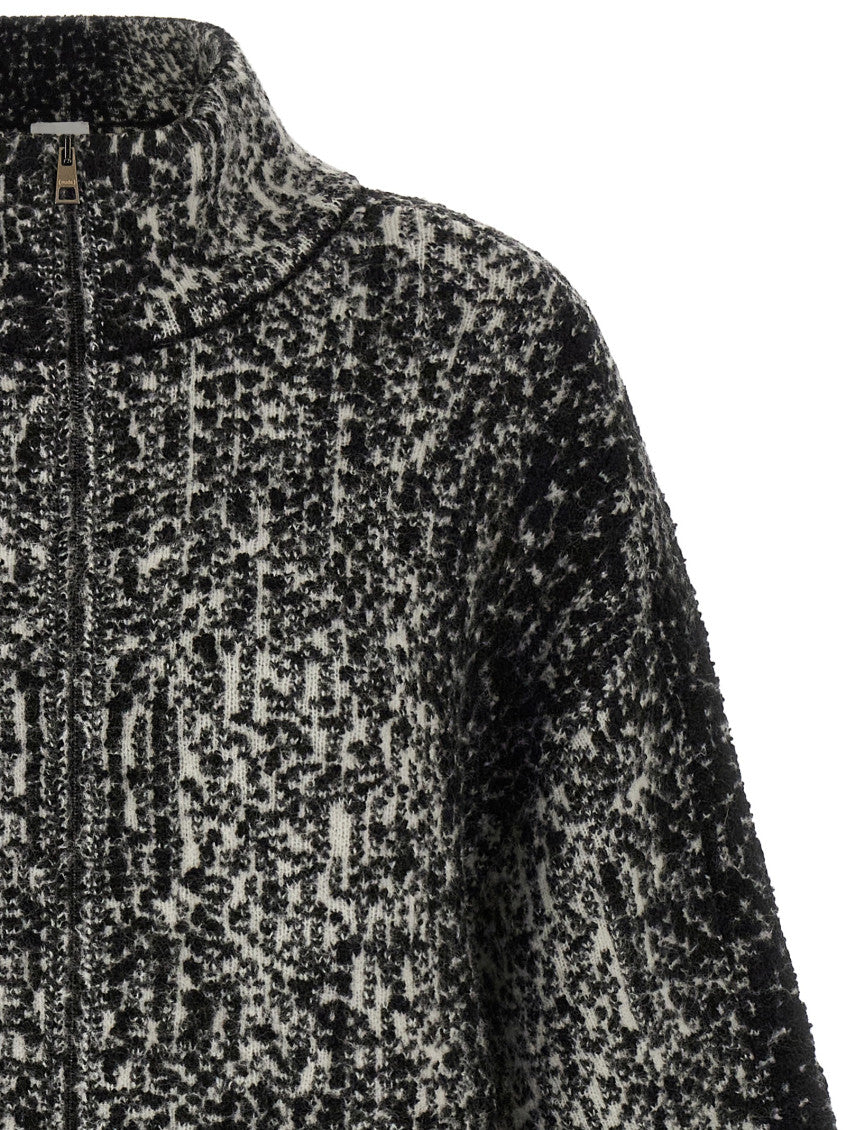 Black Textured Mock Collar Jacket 3