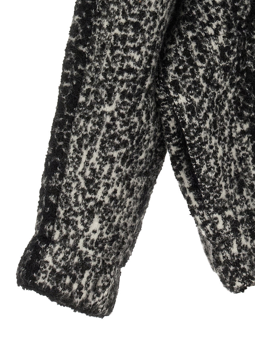 Black Textured Mock Collar Jacket 4