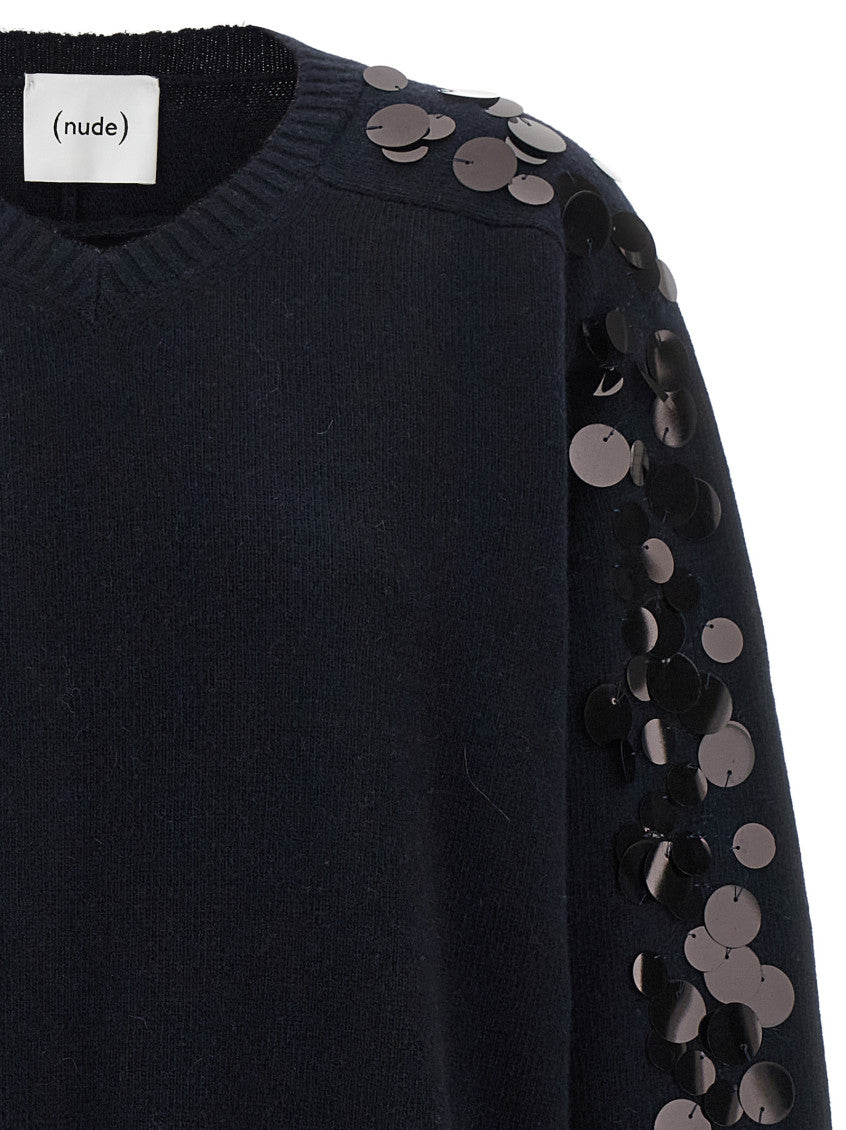 Blue Embellished Crew Neck Sweater 3