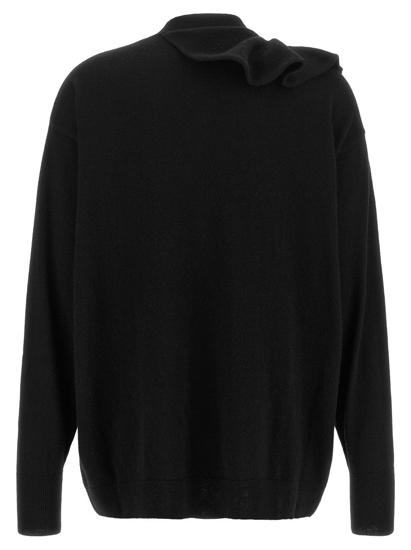 Black Solid V Neck Sweater 2