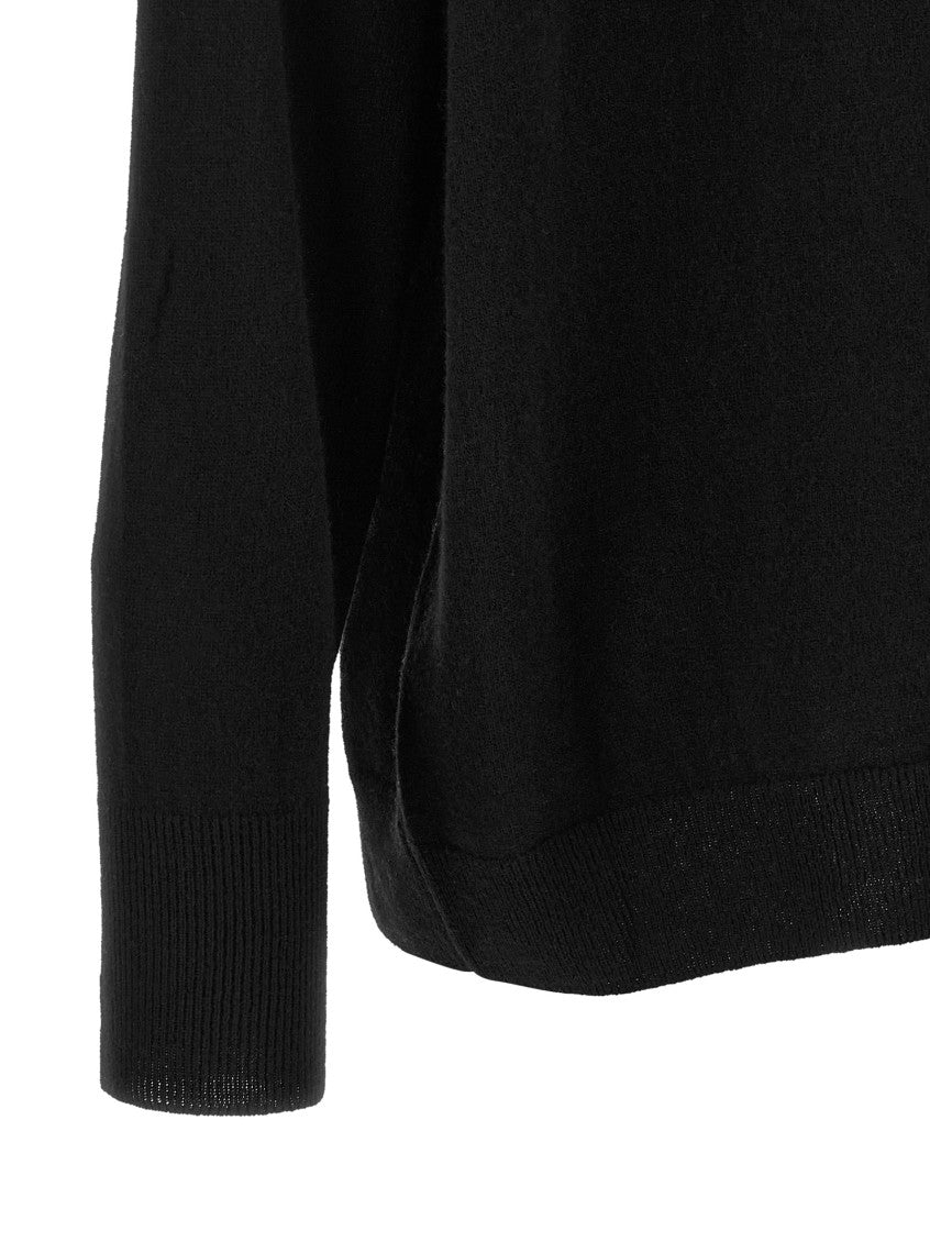 Black Solid V Neck Sweater 4