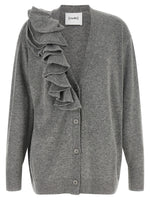 Grey Knitted V Neck Cardigan 1
