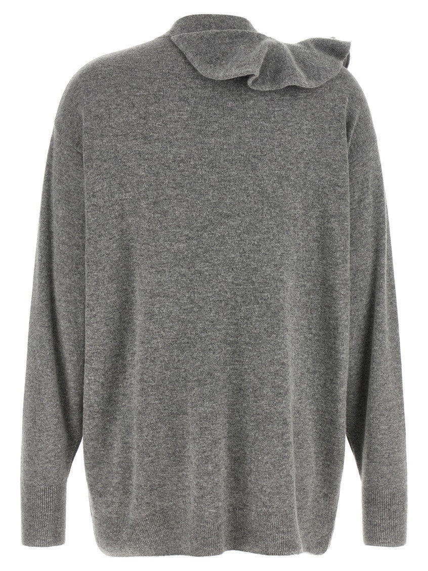Grey Knitted V Neck Cardigan 2
