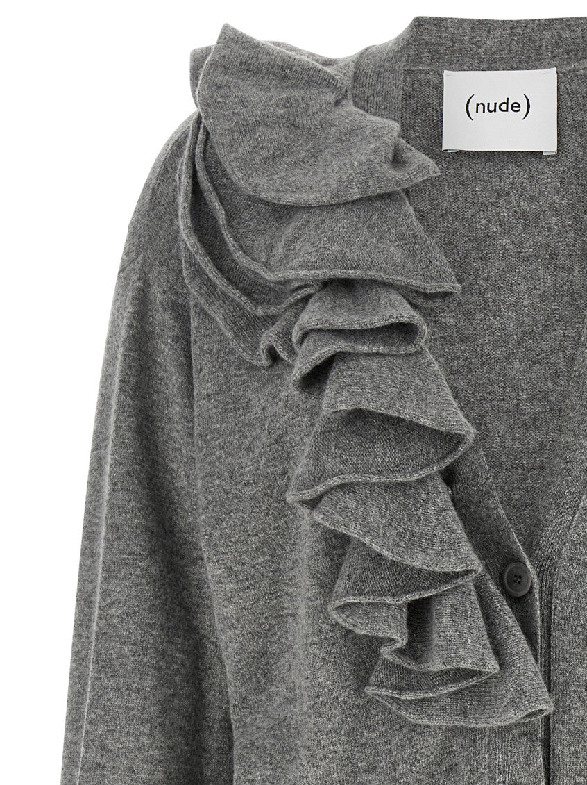 Grey Knitted V Neck Cardigan 3