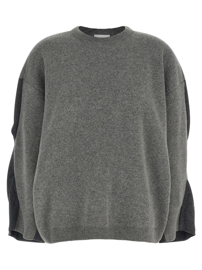 Grey Color Block Crew Neck Sweater 1