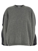 Grey Color Block Crew Neck Sweater 1