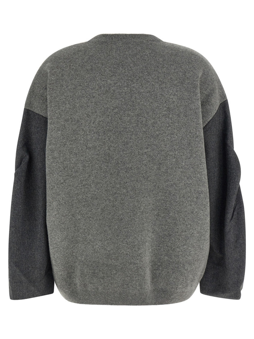 Grey Color Block Crew Neck Sweater 2