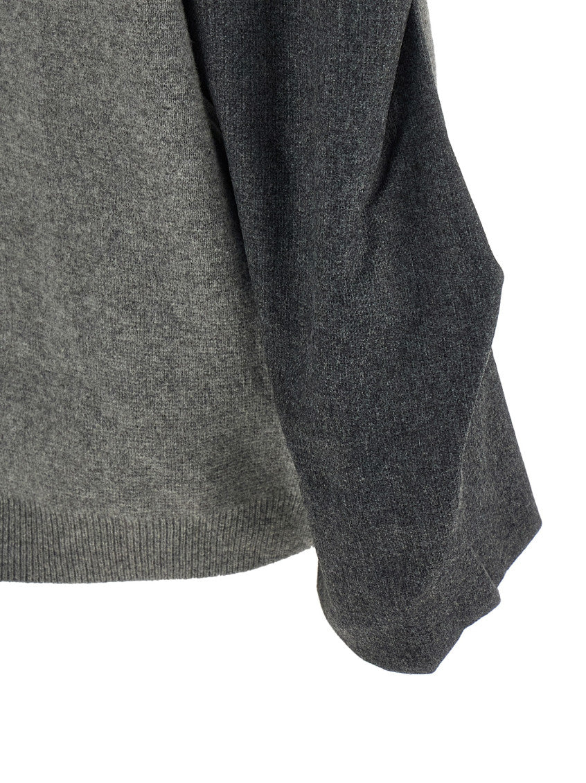 Grey Color Block Crew Neck Sweater 4