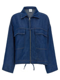 Blue Solid Shirt Collar Jacket 1