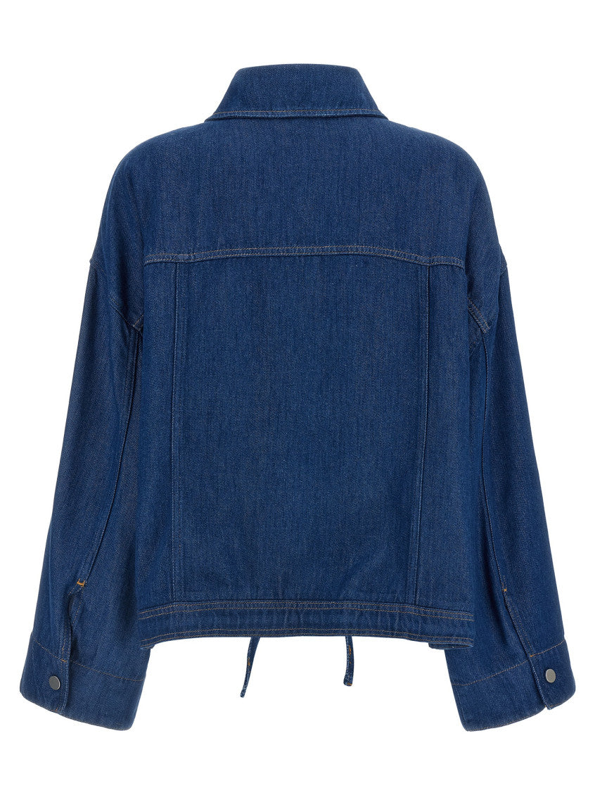 Blue Solid Shirt Collar Jacket 2