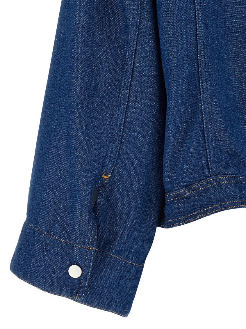 Blue Solid Shirt Collar Jacket 4
