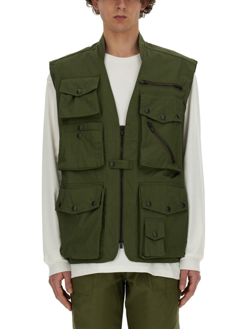 Olive Solid Sleeveless Jacket 1