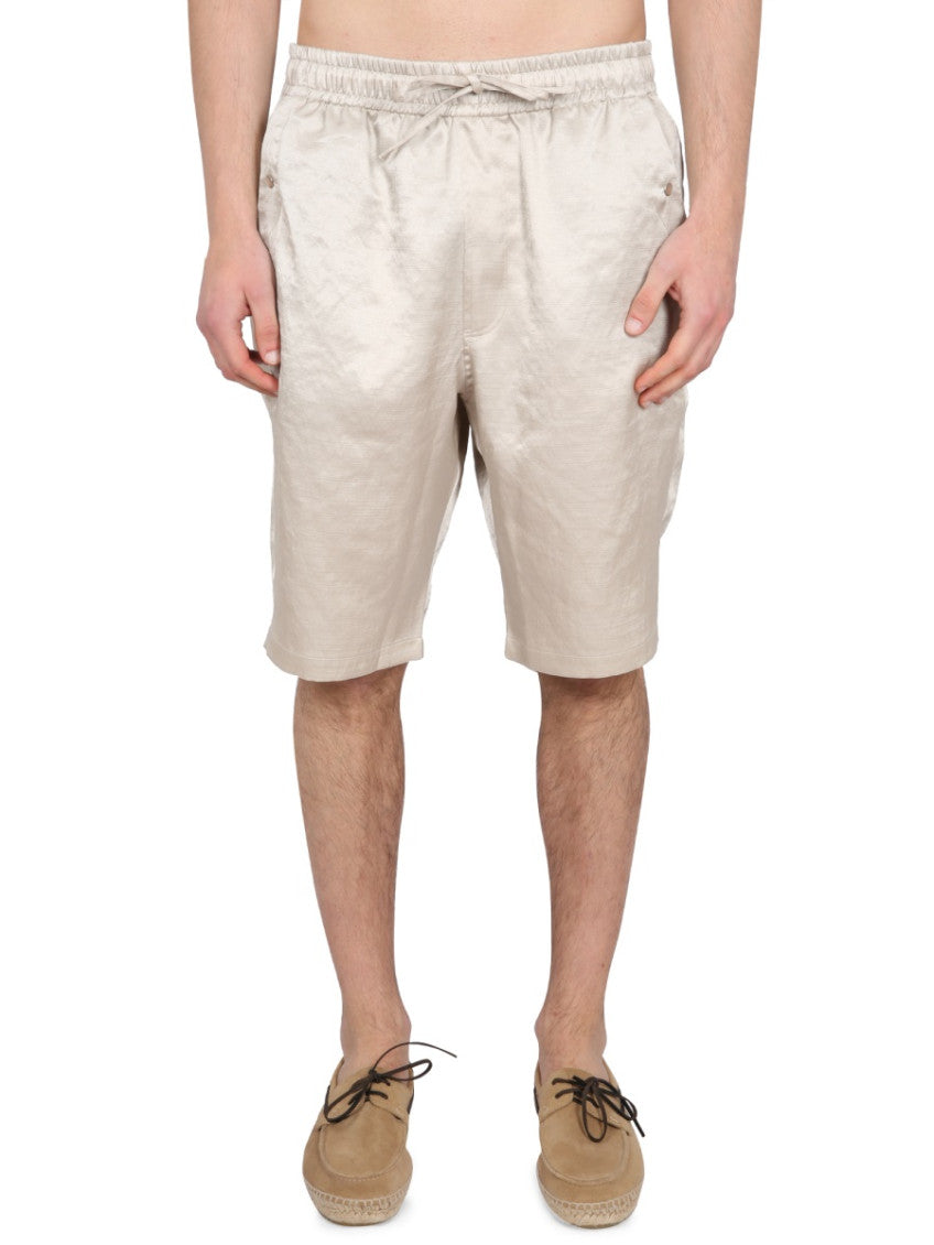 Beige Solid Regular Shorts 1