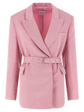 Pink Solid Peaked Lapel Blazer 1