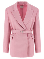 Pink Solid Peaked Lapel Blazer 1