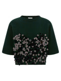 Green Embellished Crew Neck Sweater 1