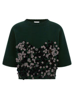 Green Embellished Crew Neck Sweater 1