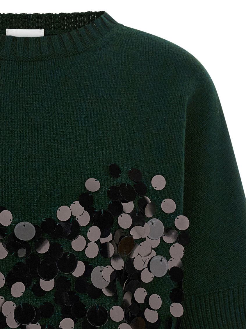 Green Embellished Crew Neck Sweater 3