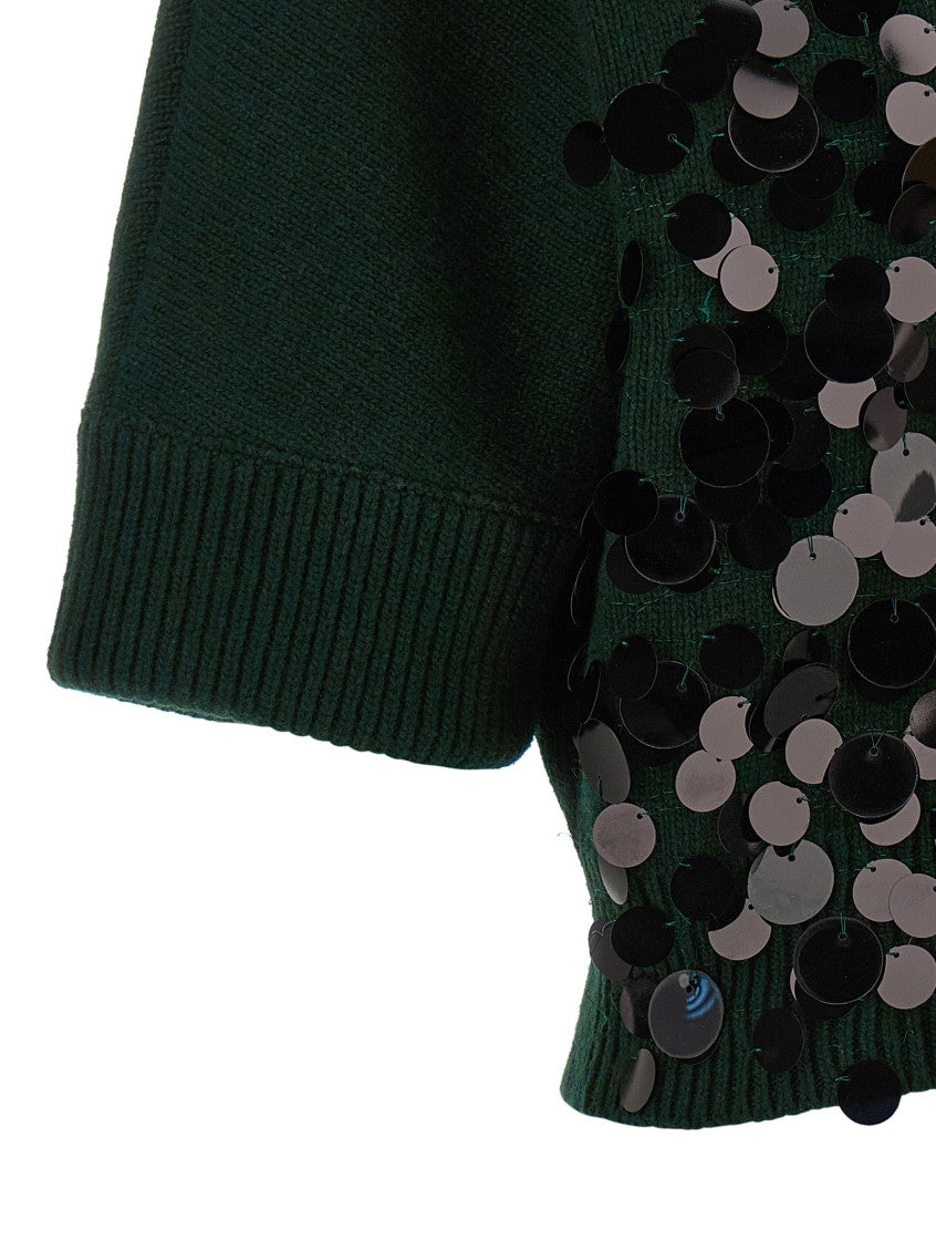 Green Embellished Crew Neck Sweater 4