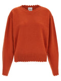 Orange Textured Crew Neck Sweater 1