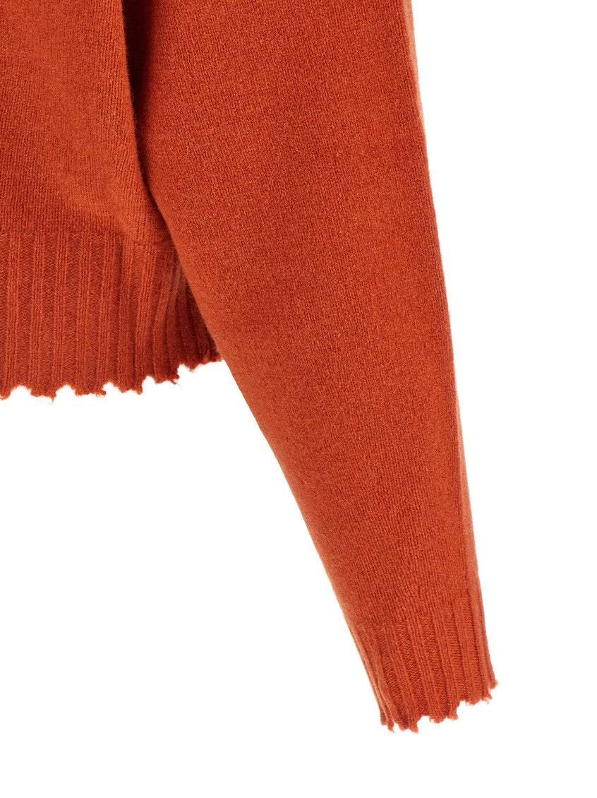 Orange Textured Crew Neck Sweater 4
