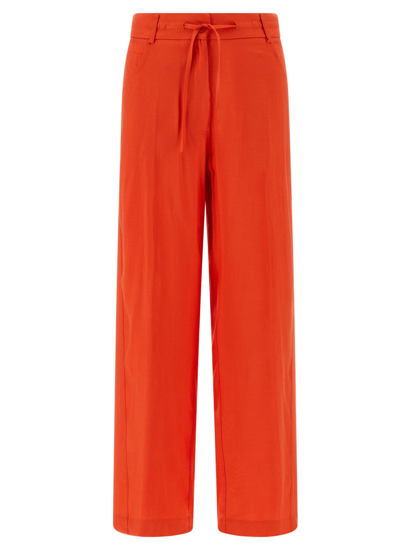 Orange Straight Flat Front Pants 1