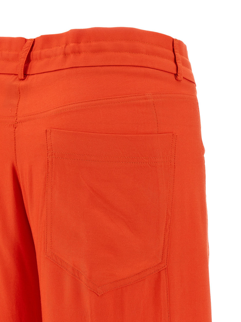 Orange Straight Flat Front Pants 4