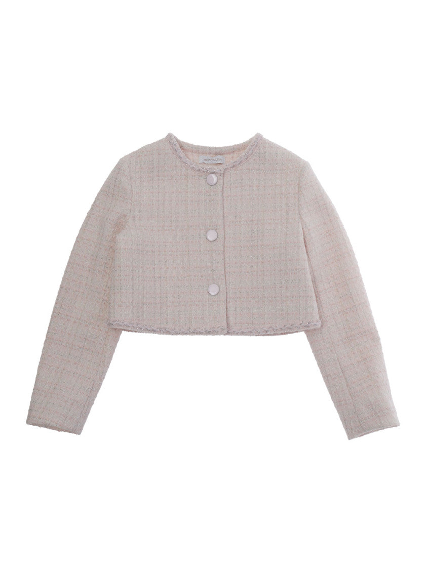 Girls Pink Textured Cardigan 1
