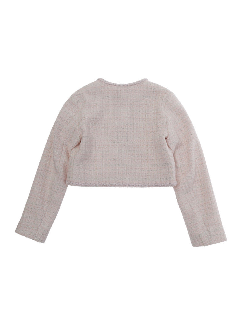 Girls Pink Textured Cardigan 2
