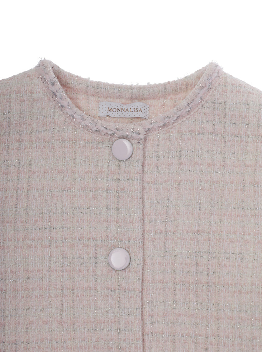 Girls Pink Textured Cardigan 3