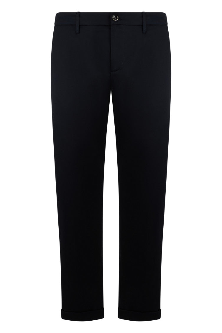 Navy Flat Front Trousers 1