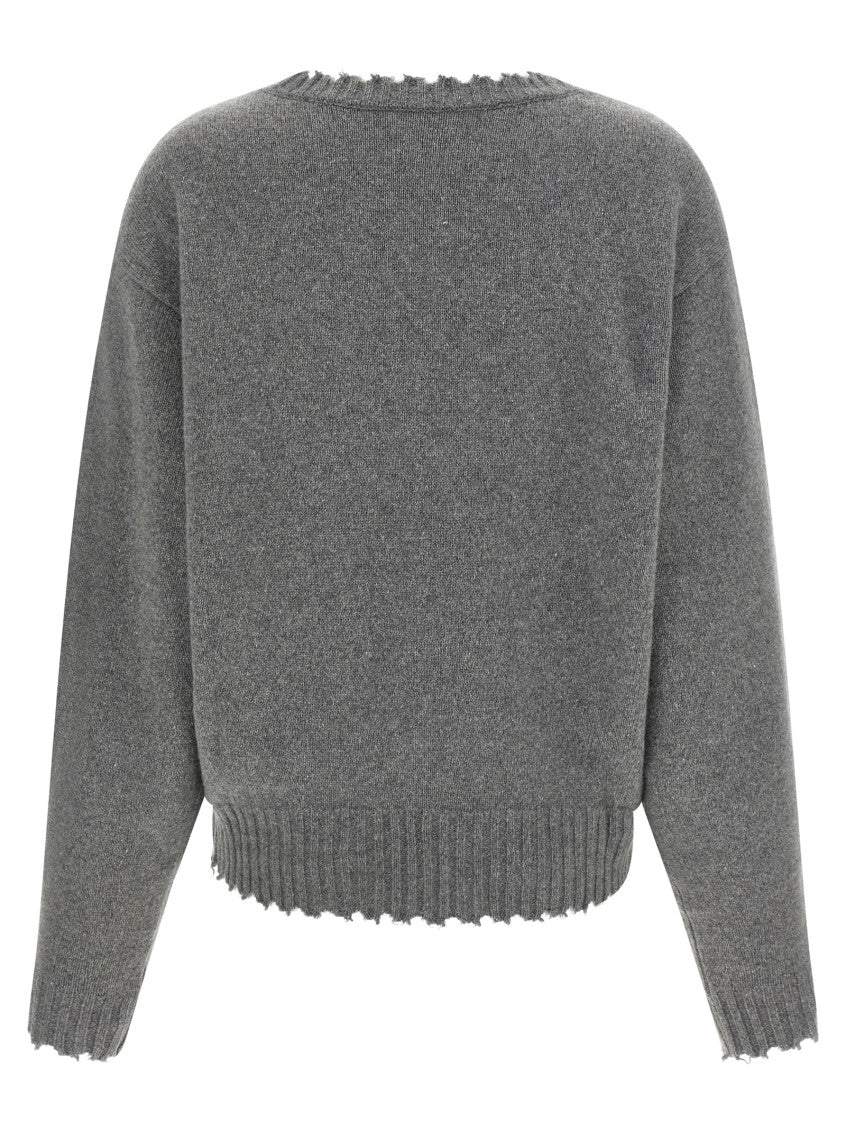 Grey Solid V Neck Sweater 2