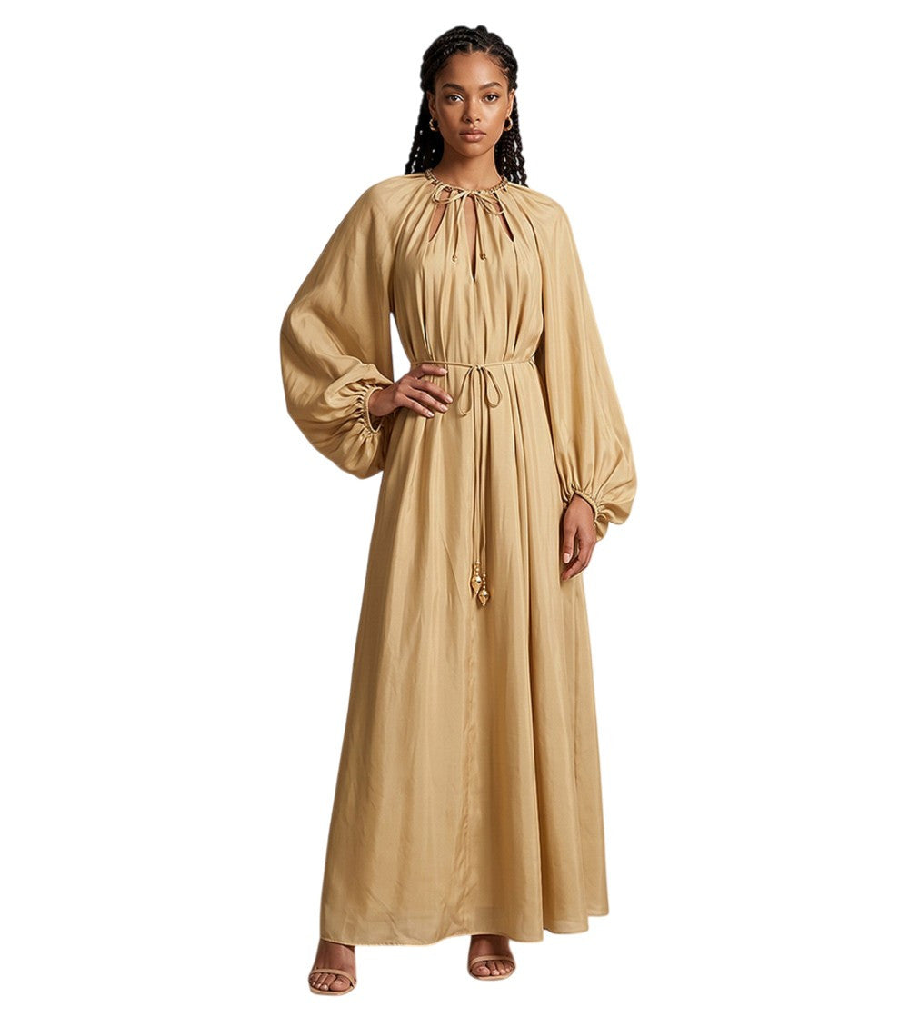 Golden Crew Neck Maxi Dress 1