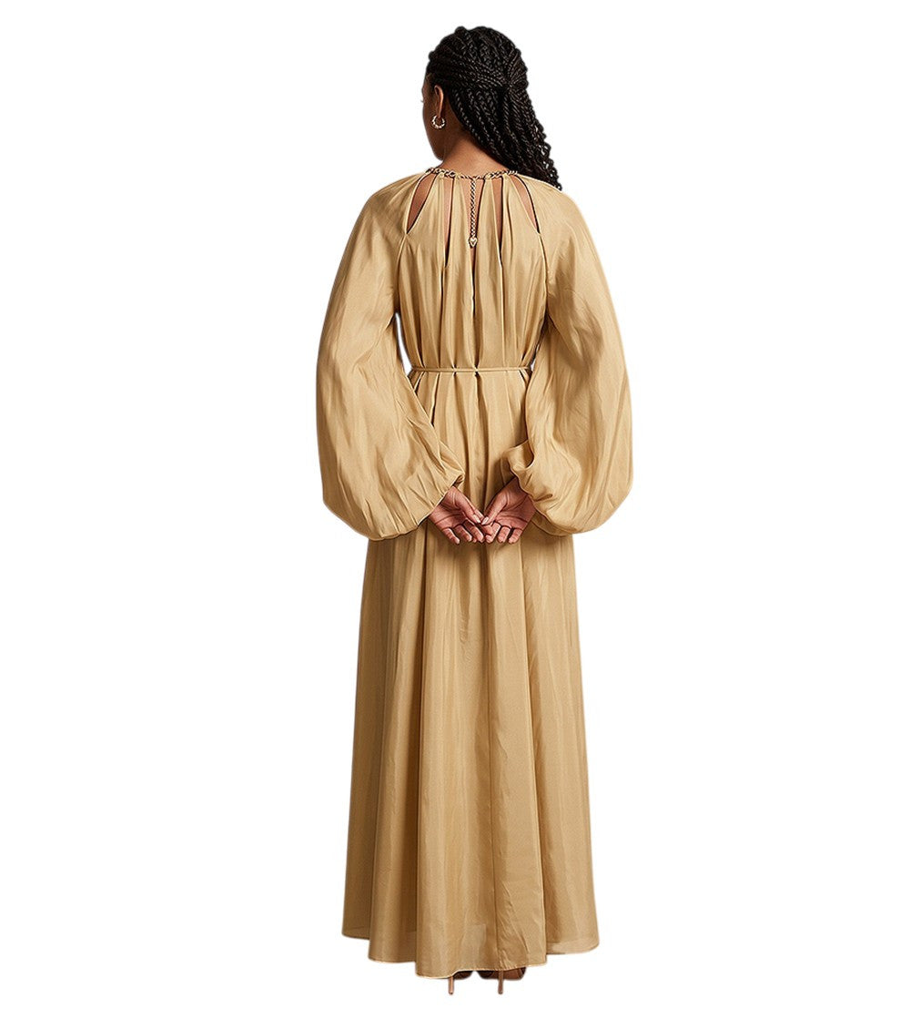 Golden Crew Neck Maxi Dress 2