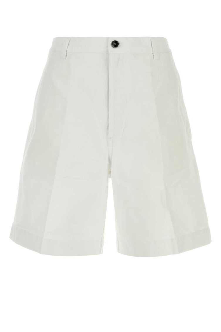 White Solid Bermuda Shorts 1