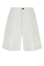 White Solid Bermuda Shorts 1