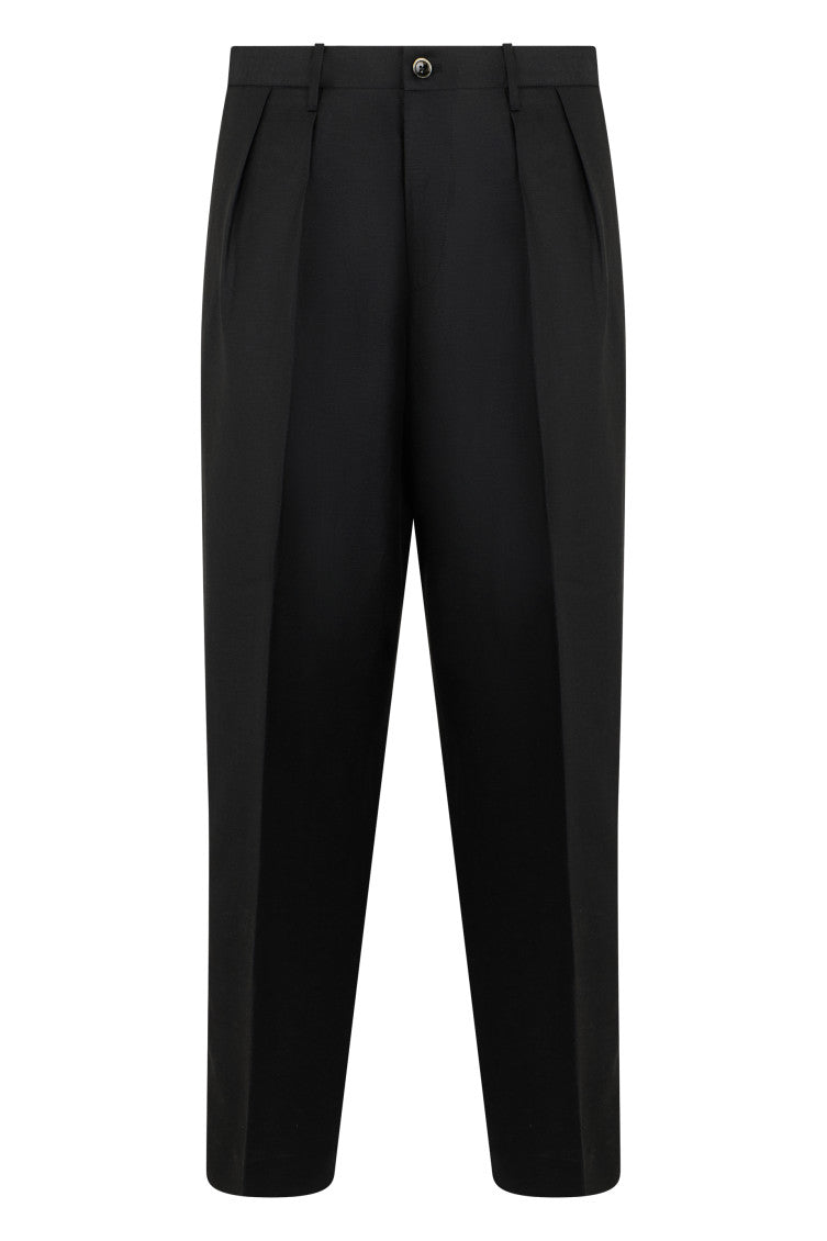 Black Tapered Pleated Trousers 1