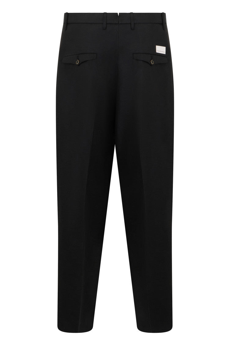 Black Tapered Pleated Trousers 2