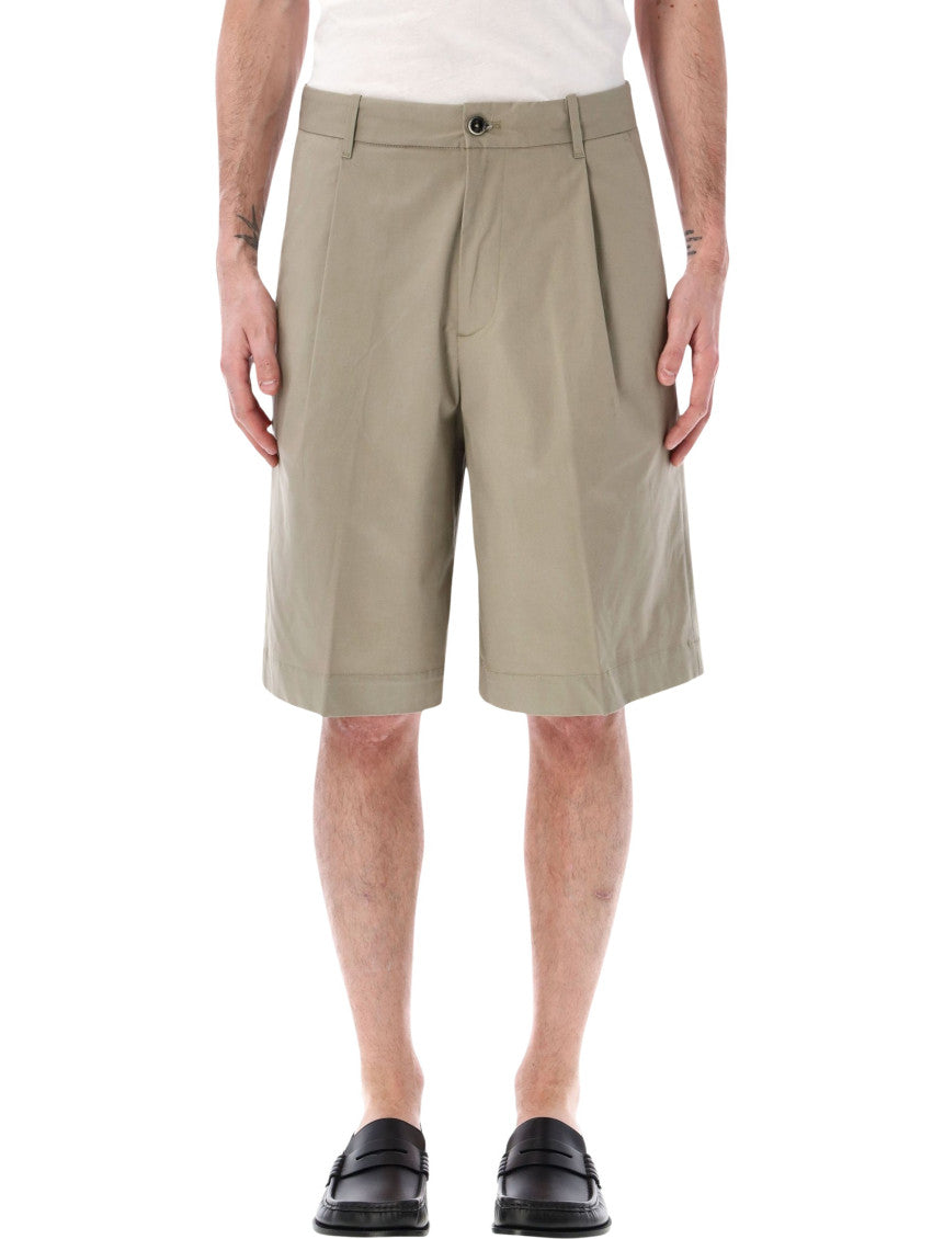 Olive Solid Bermuda Shorts 1
