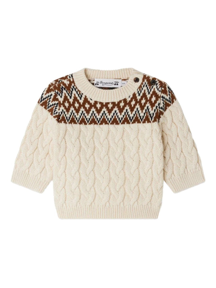 Baby Boy Beige Color Block  Sweater 1