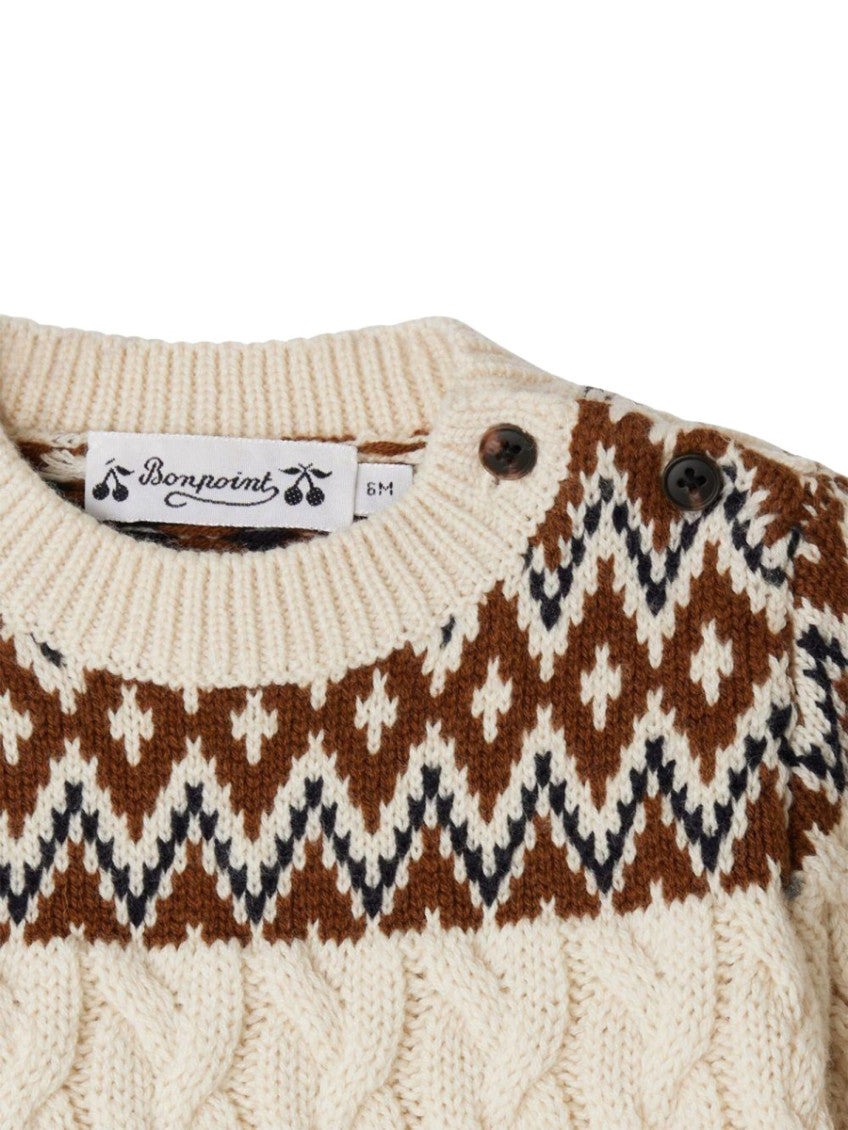 Baby Boy Beige Color Block  Sweater 3