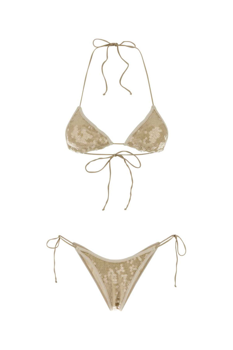 Beige Embellished Swimwear 1