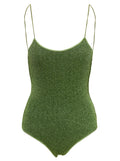 Green Solid Swimsuit 1