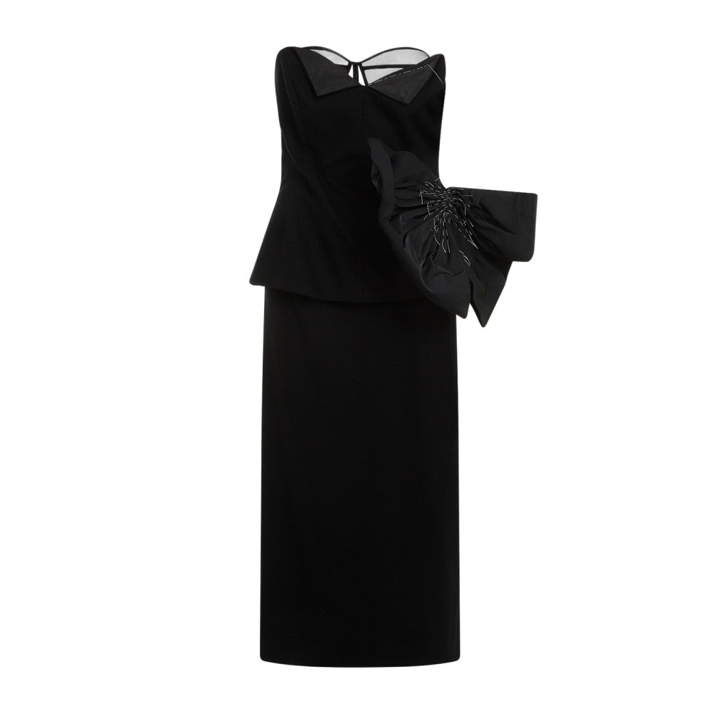 Black Sleeveless Wool Midi Dress 1