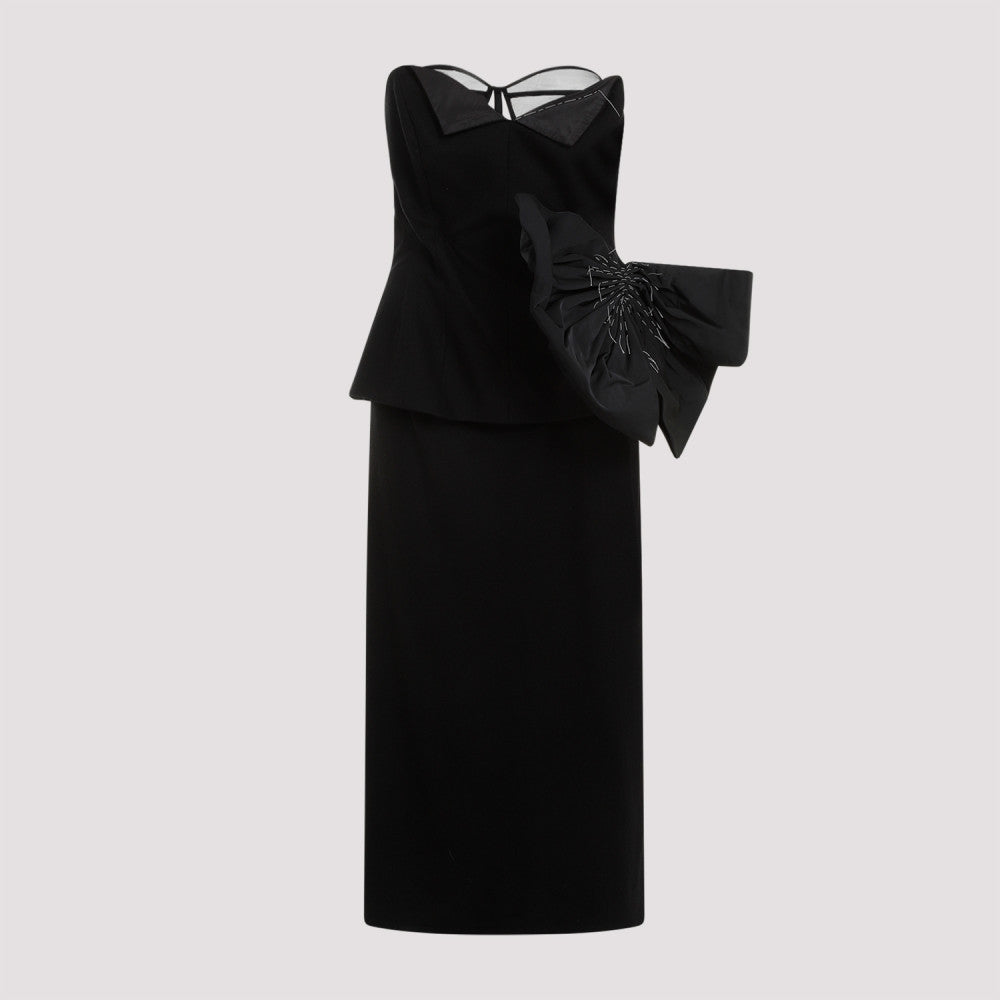 Black Sleeveless Wool Midi Dress 3