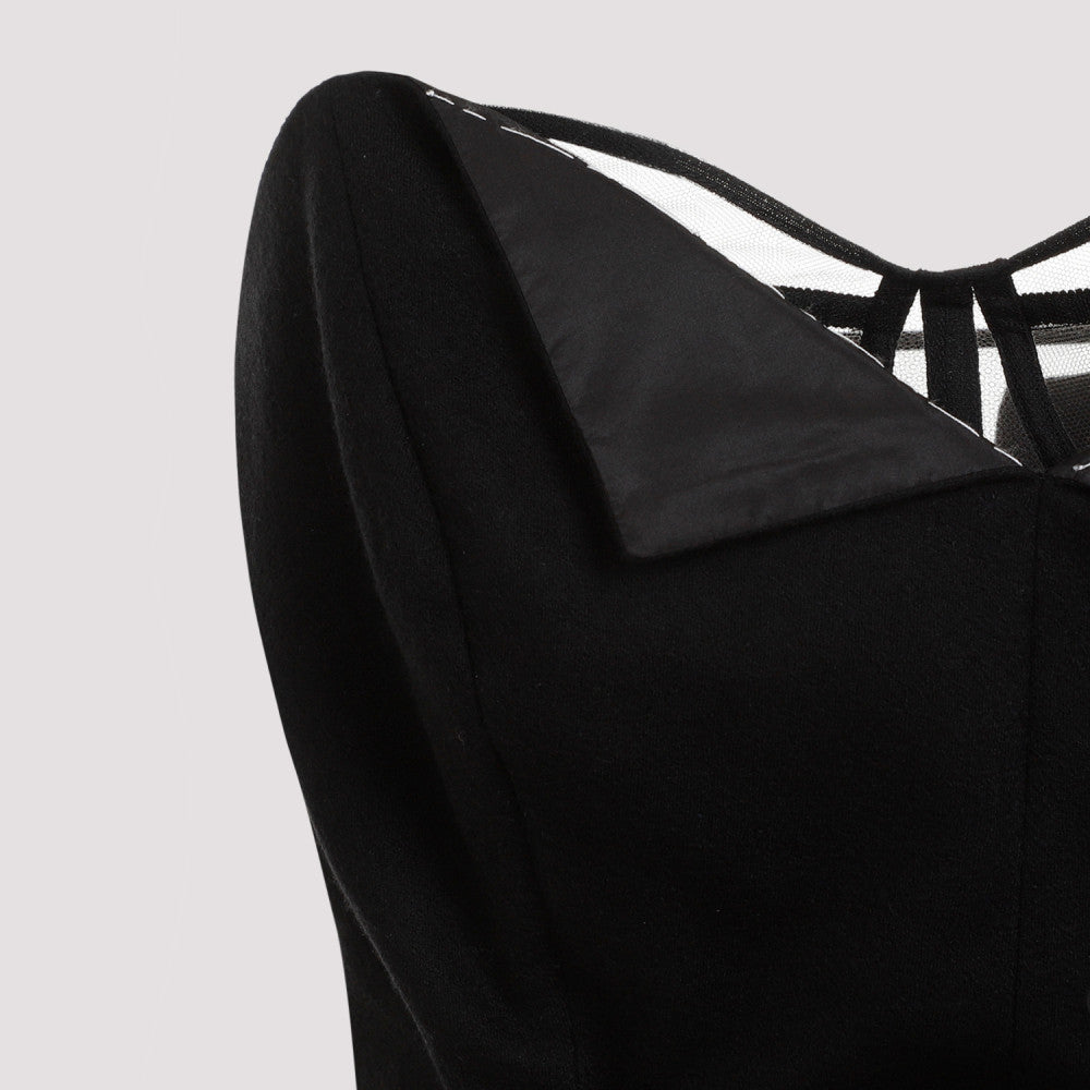 Black Sleeveless Wool Midi Dress 5