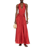 Red Halter Neck Long Dress 1