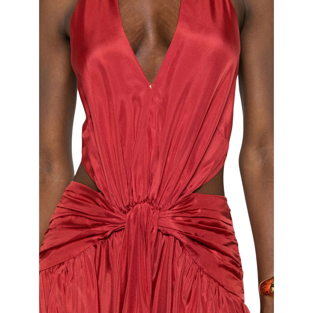 Red Halter Neck Long Dress 4