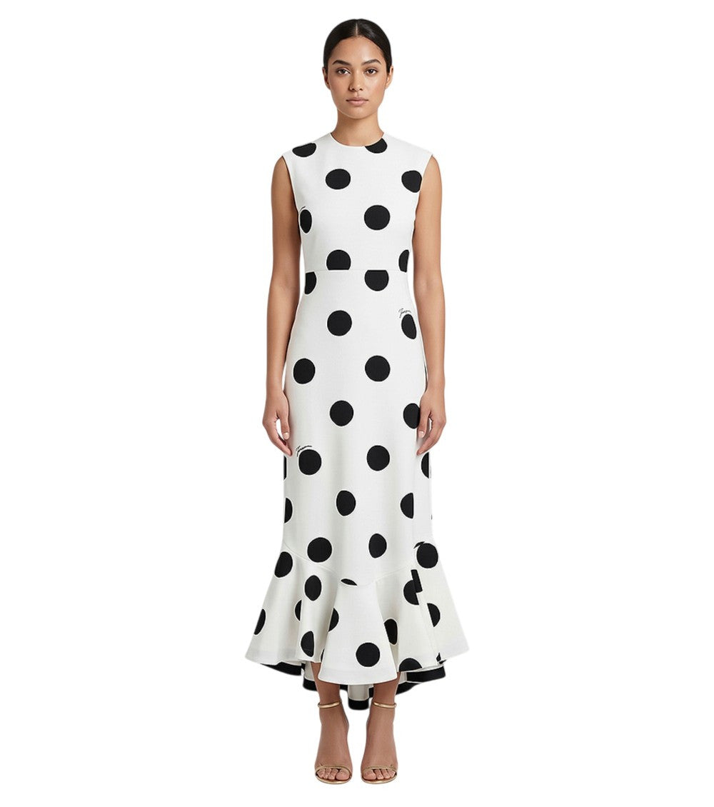 White Crew Neck Midi Dress 1