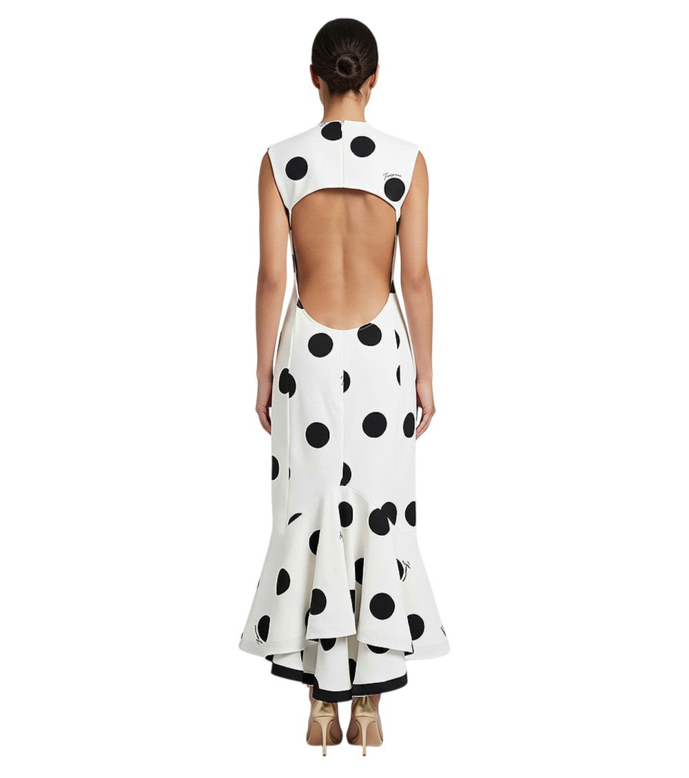 White Crew Neck Midi Dress 2